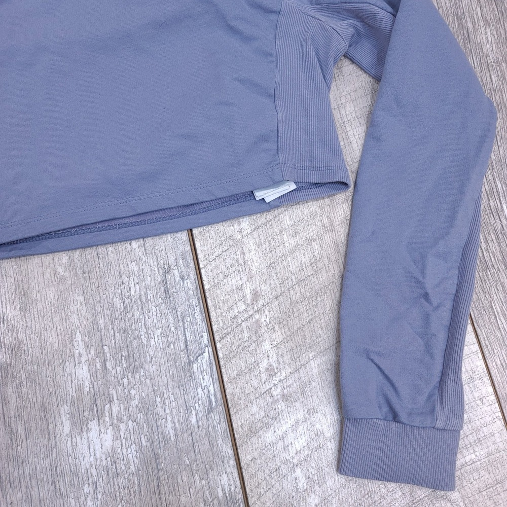 Gymshark Crop Top Sweatshirt Women S Blue Pause Long Sleeve Ribbed Pullover - Picture 3 of 6